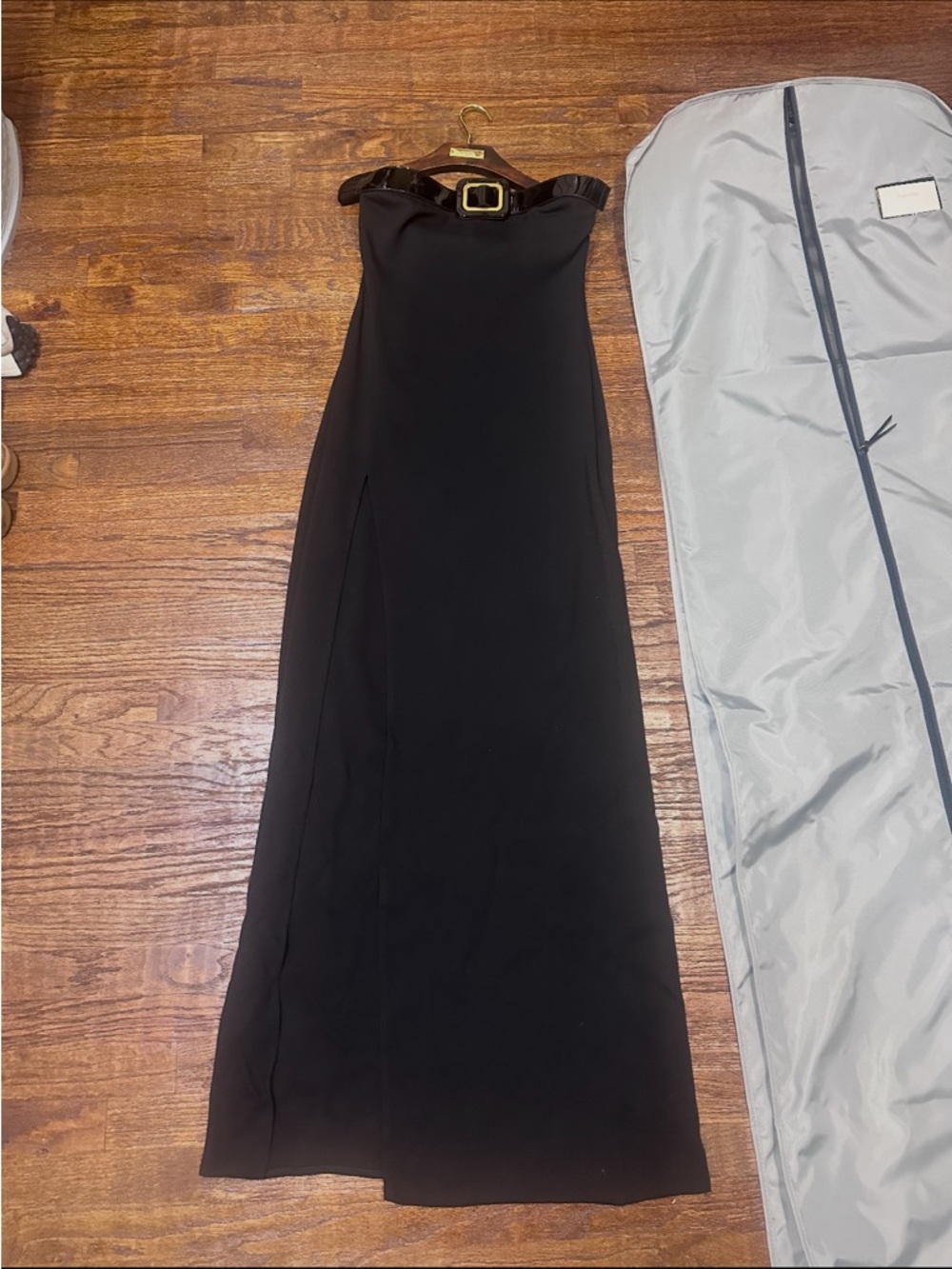 Tom Ford Black Strapless Gown with Buckle Detail